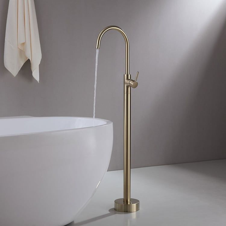 Brewst Solid Brass Single Handle Modern Floor Mounted Tub Filler Spout Faucet Sh7 $50