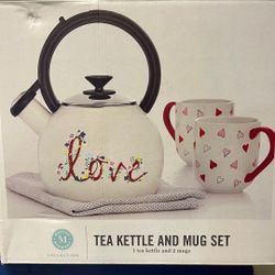 Tea Kettle With 2 Mug Set