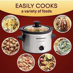 Slow Cooker Ceramic Pot, Adjustable Temp, Entrees, Sauces, Stews & Dips, Dishwasher Safe Glass Lid & Crock, 1.5 Quart,