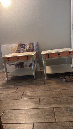 Painted Wood End Tables Set of 2