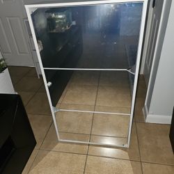 Modern style shoe cabinet with three folding drawers and a mirror front