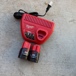 Milwaukee M12 Batteries And Charger 