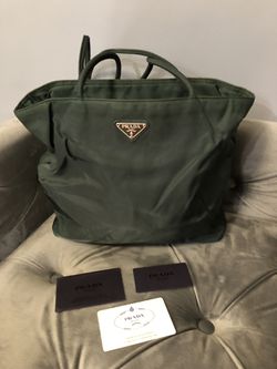 Prada green tote bag