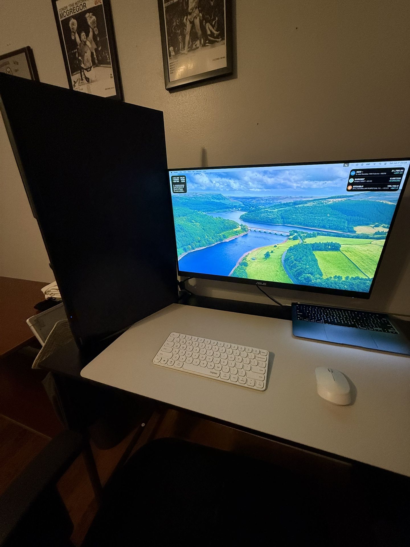 27 Inch LG Monitor 100hz And 27 Inch Asus 75hz Monitor With The 2 Monitor Mount Leg Stand With Keyboard And Mouse Set ONLY