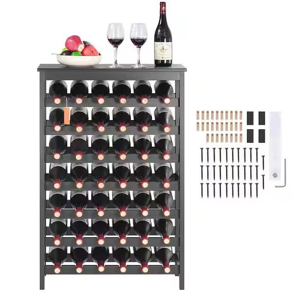 42-Bottle Bamboo Wine Rack, 7-Tier Freestanding Storage with Table Top,