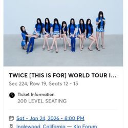 Twice Tickets For Sale - 1/24/26 OBO