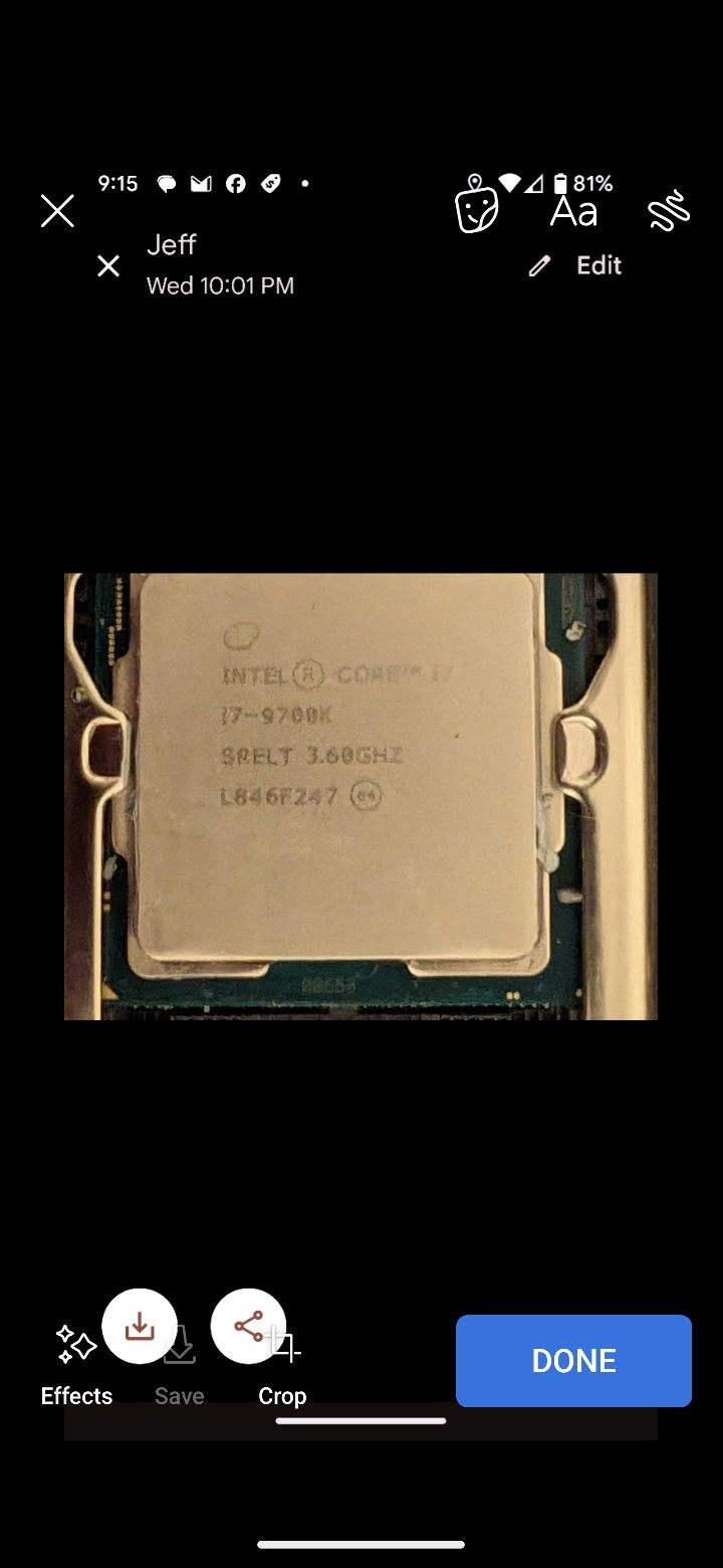 Intel I7 9700K CPU