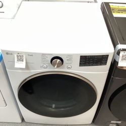 Lg Front Load Electric Dryer in White with Tempered Glass Door and LoDecibel™ Quiet Operation