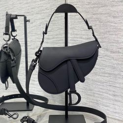 Black Mini Saddle Bag with Strap      25.5 x 20 x 6.5 cm