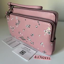 Coach large double zip wristlet