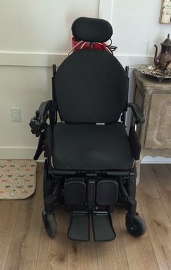 Power Wheelchair with Headrest and Joystick