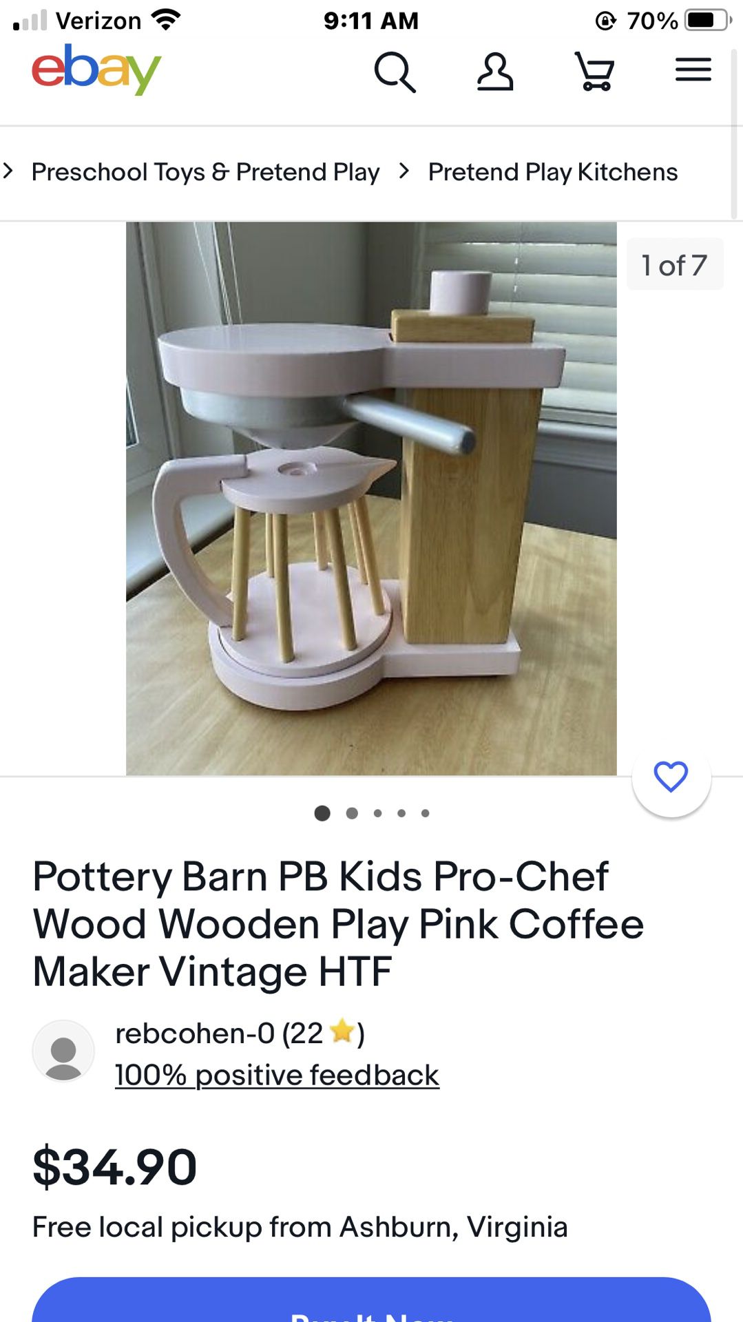 Pottery barn kids kitchen Coffee Maker Pink & White Plastic, Works