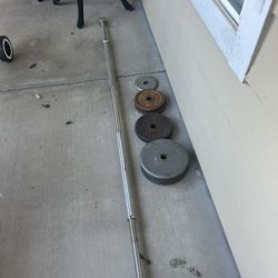 Barbell And Weights (57.5 Total Pounds )