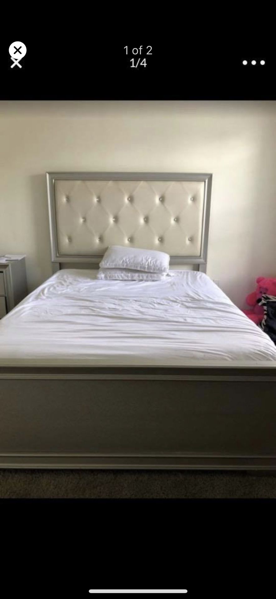 Queen size bed frame and dresser with mirror