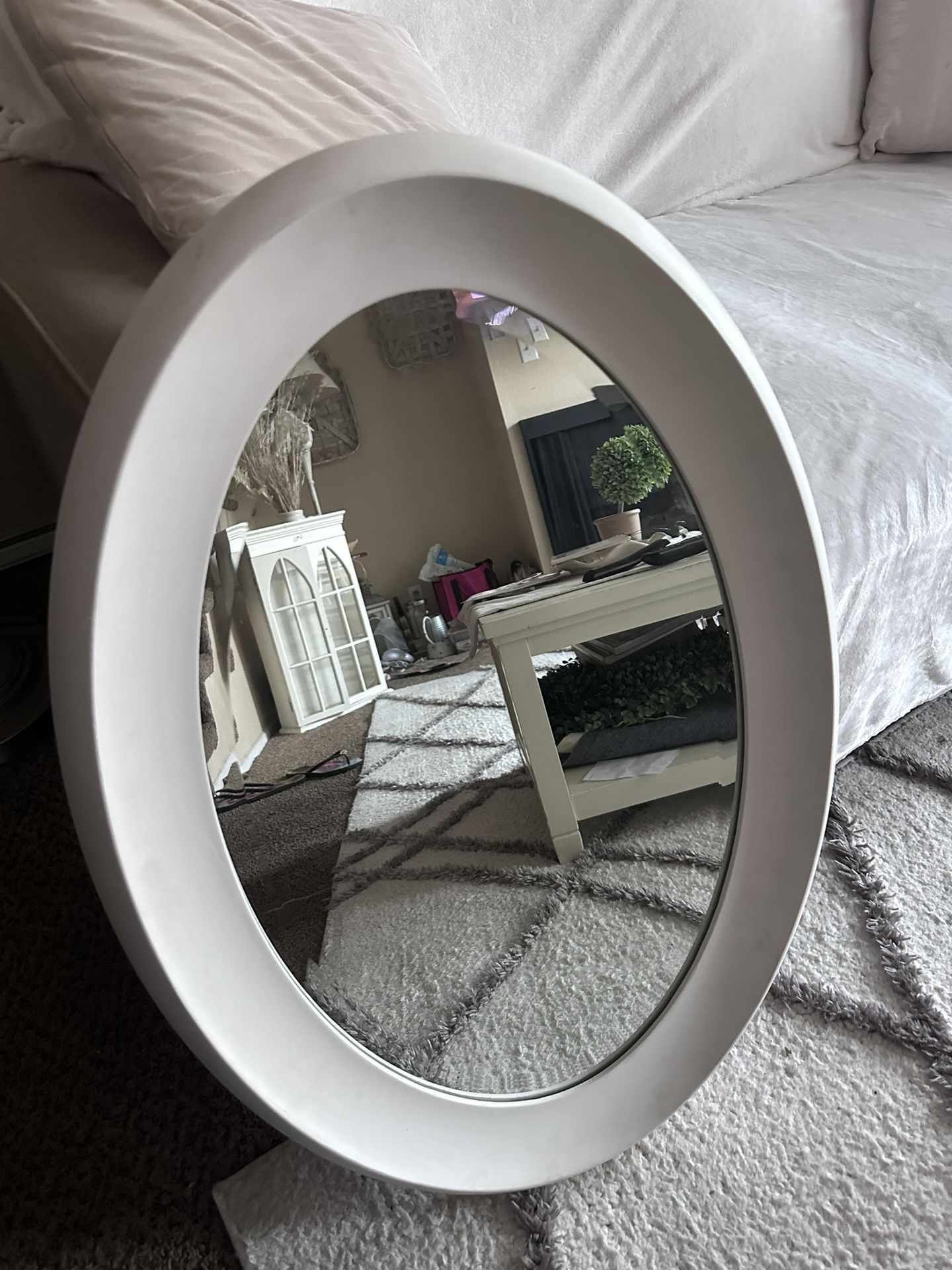 Oval White Mirror