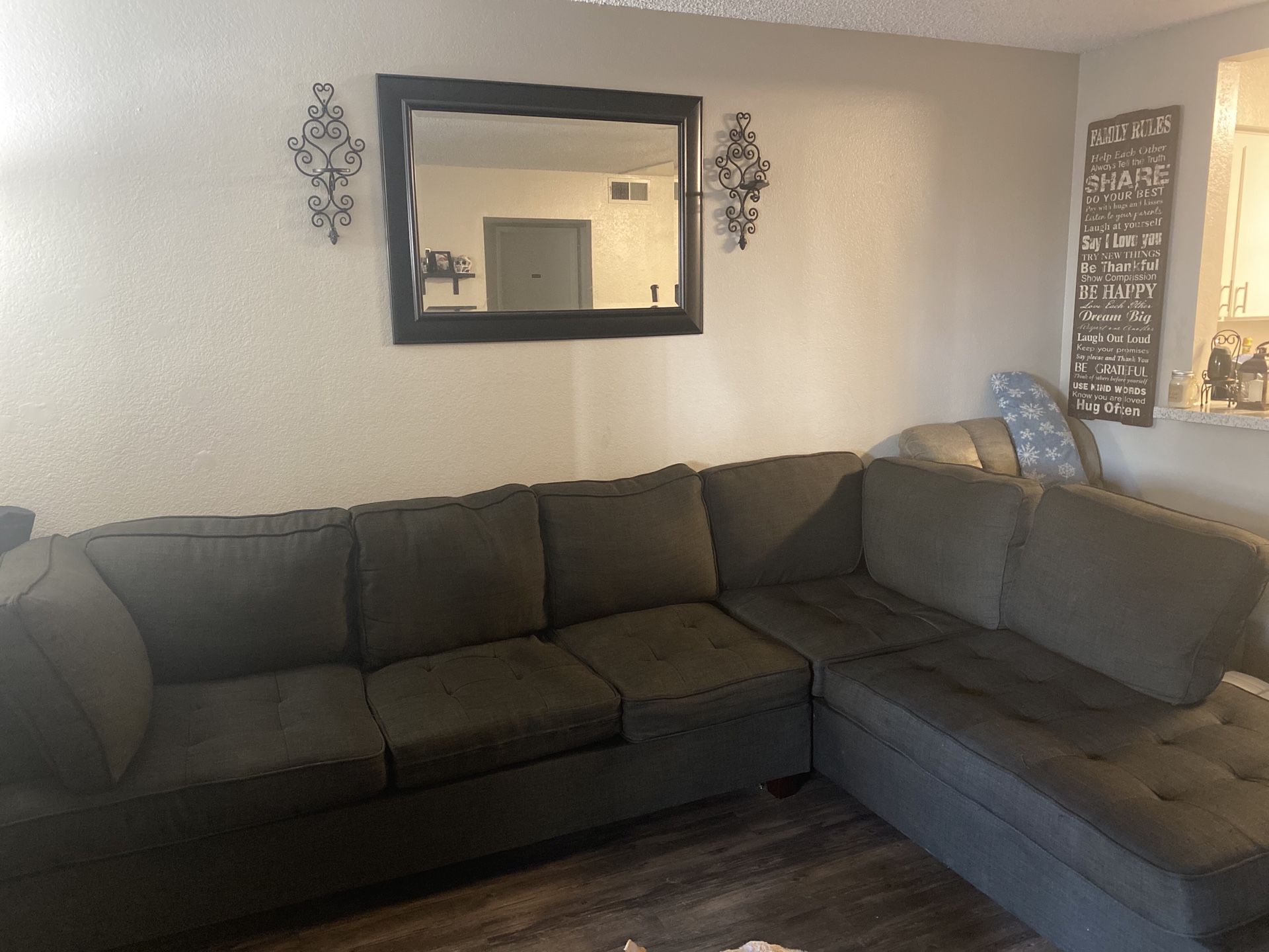 Charcoal gray sectional couch