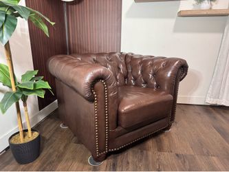Real Leather Chesterfield Chair