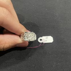 925 Silver Nugget Ring With Diamond Cut