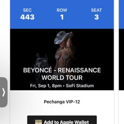 Beyoncé  Tour Tickets Sec 443 Row 1