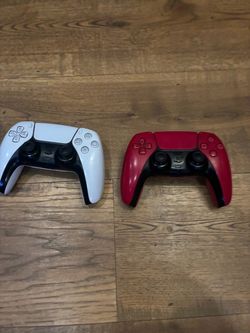 Ps5, ps5 controller, controller, white and red color ways .