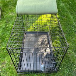 Dog Cage L 36”  W23” H25” Includes Leak-Proof Pan, Floor Protecting Feet, & Cover Cloth 