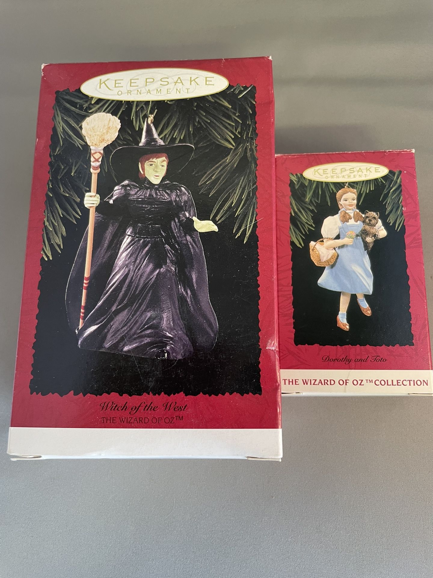 VTG Wizard of Oz “Dorothy and Toto & Witch Of The West” Hallmark Ornaments