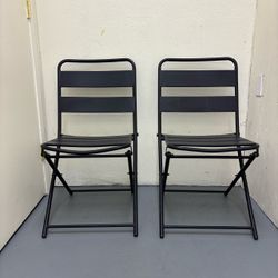 One Set of Patio Black Heavy Duty Folding Chairs