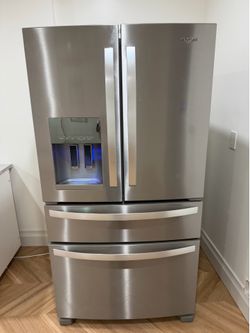 Whirlpool - 36 in. Wide 25 cu. ft. Wide French Door Bottom Mount  Refrigerator with Two-Tier Freezer Storage