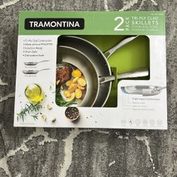 2 Pack Tri-ply Skillets Stainless Steel 