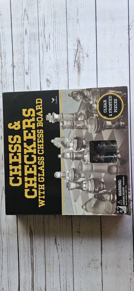 CHESS AND CHECKERS WITH GLASS CHESS BOARD