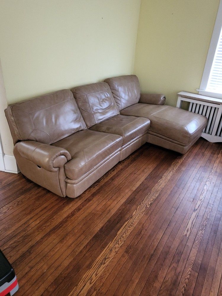 Tan Leather Recliner Couch With Chaise