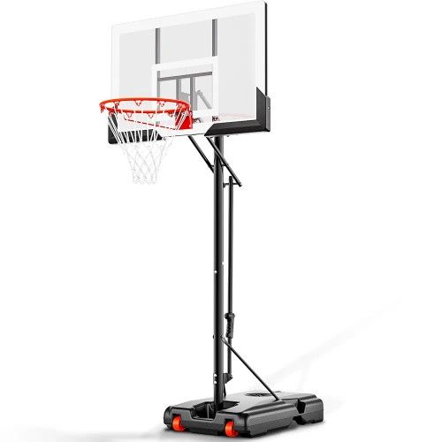 Basketball Hoop 44 Inch Backboard Protable Basketball Hoop Outdoor, 4.8-10ft Height Adjustable Basketball Goal System for Kids Youth Adults Play in Ba