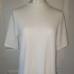 Worthington Petite Beige/Off White Short Sleeve Blouse/Top (Size PM)
