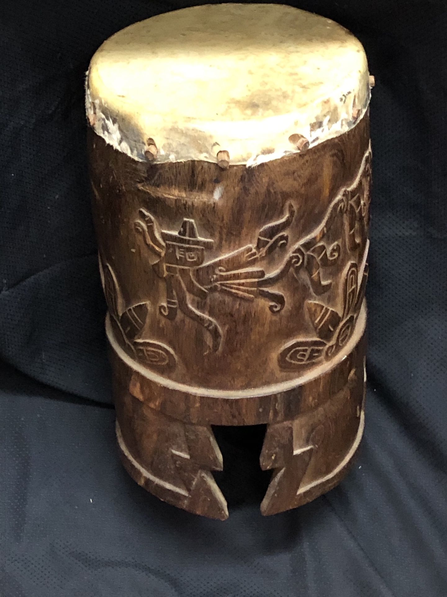 Antique Xxl Huehuetl Aztec Mexican Drum