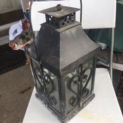 Large vintage glass and metal lantern only $20 firm