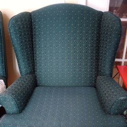 Vintage Green Wingback Chair