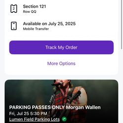 MORGAN WALLEN CONCERT TICKETS + PARKING PASS