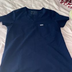 Figs navy blue scrubs top, size small 