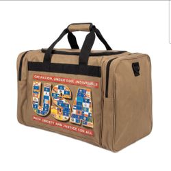 Vintage 90s USA State Flags Duffel Bag Tan One Nation Under God Travel Gym Bag