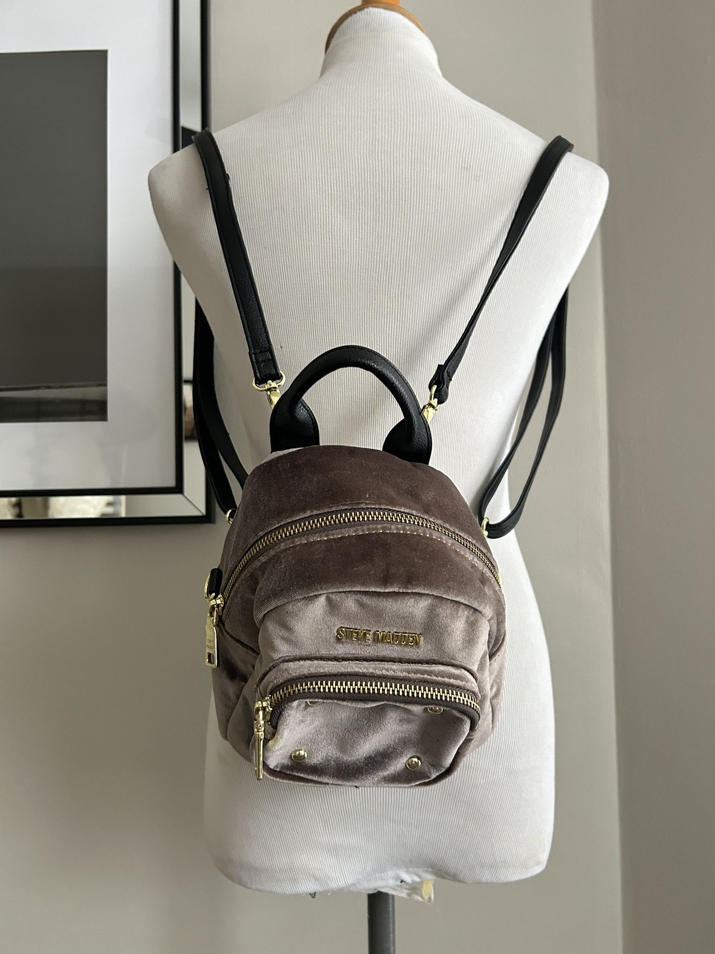 Blush Pink Velour Mini Backpack By Steve Madden