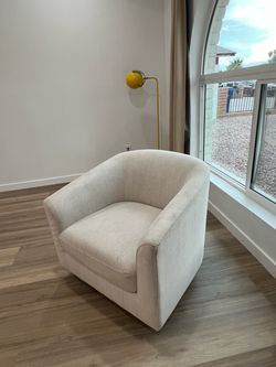 Cream Upholstered Barrel Accent Chair