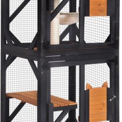 Aivituvin AIR22-M Catio Wooden Outdoor Wheeled Cat House, Brown, Medium
