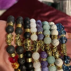Assorted Stone Elephant Lucky Bracelets