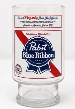 Vintage Pabst Blue Ribbon 32oz Large Beer Glass Schooner PBR Breweriana