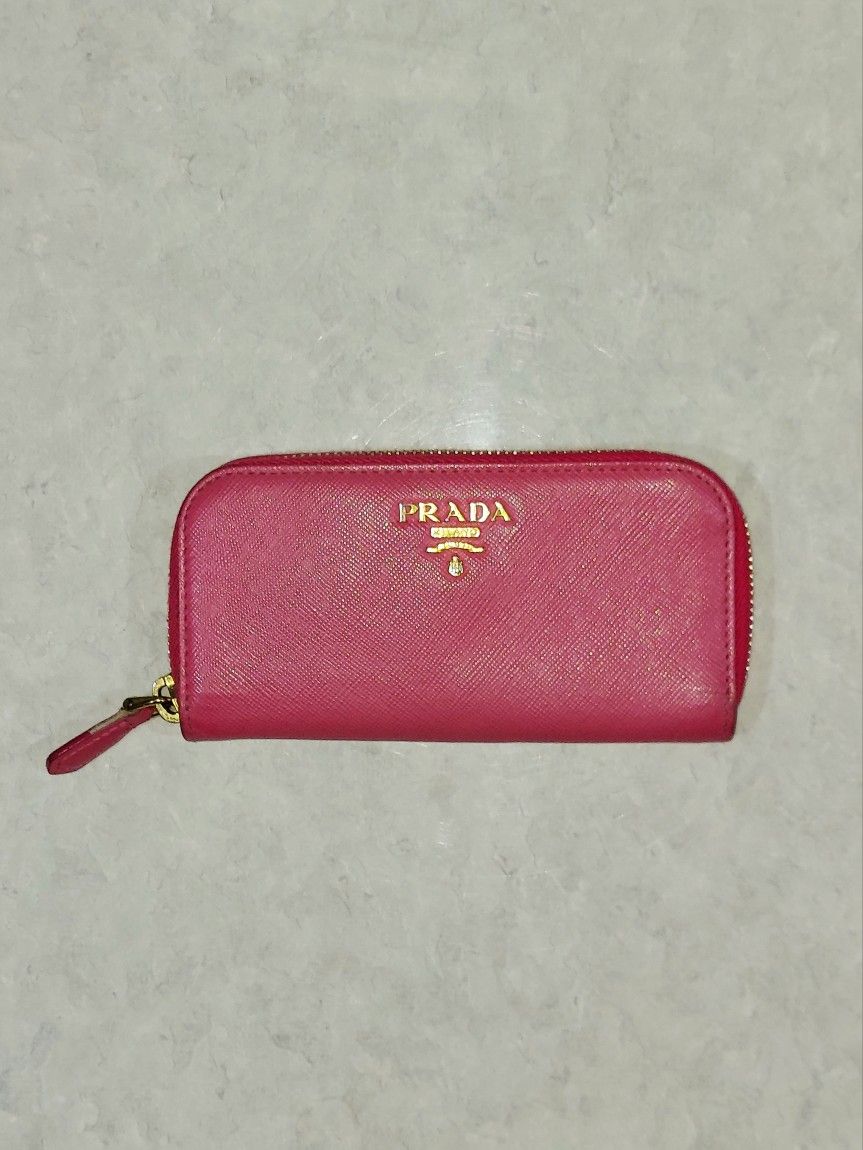 PRADA SAFFIANO LEATHER PINK FULL ZIP 6 KEY HOLDER WALLET 5½" X 3" MADE IN ITALY #85