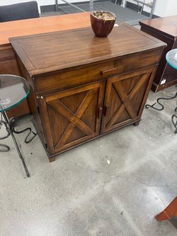 Wood Cabinet with X-Panel Doors and Drawer
