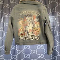 Back To School Taylor Core Size Small Denim Jacket With Detachable Gray Hood