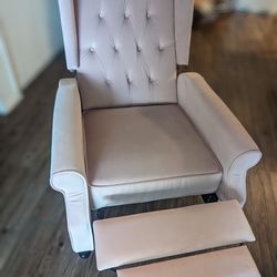 Pink Velvet Reclining Chair