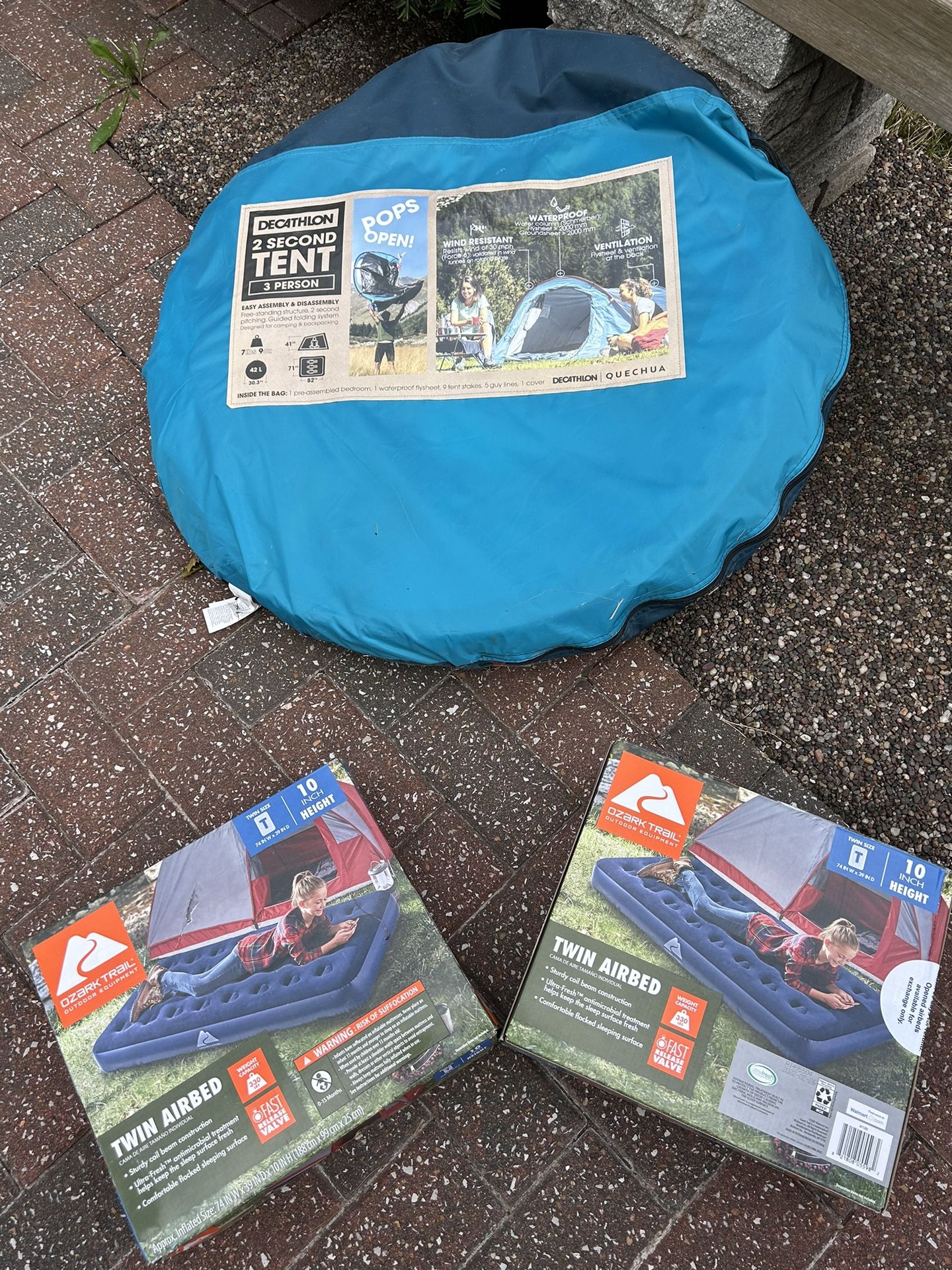 Pop Up Tent And Two Air Mattresses (Never Opened)