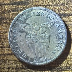 1908 Phillipines Un Peso Silver Coin